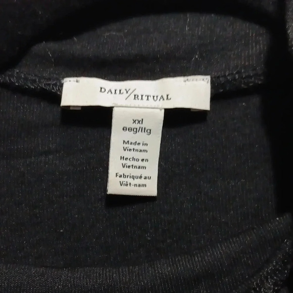 Womens XXL Mock Neck Lightweight Thin Long Line Black Daily Ritual Pullover Top - Picture 2 of 4